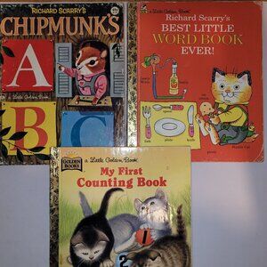 Vintage Little Golden Book Best Little Word Book Chipmunks ABC My First Counting